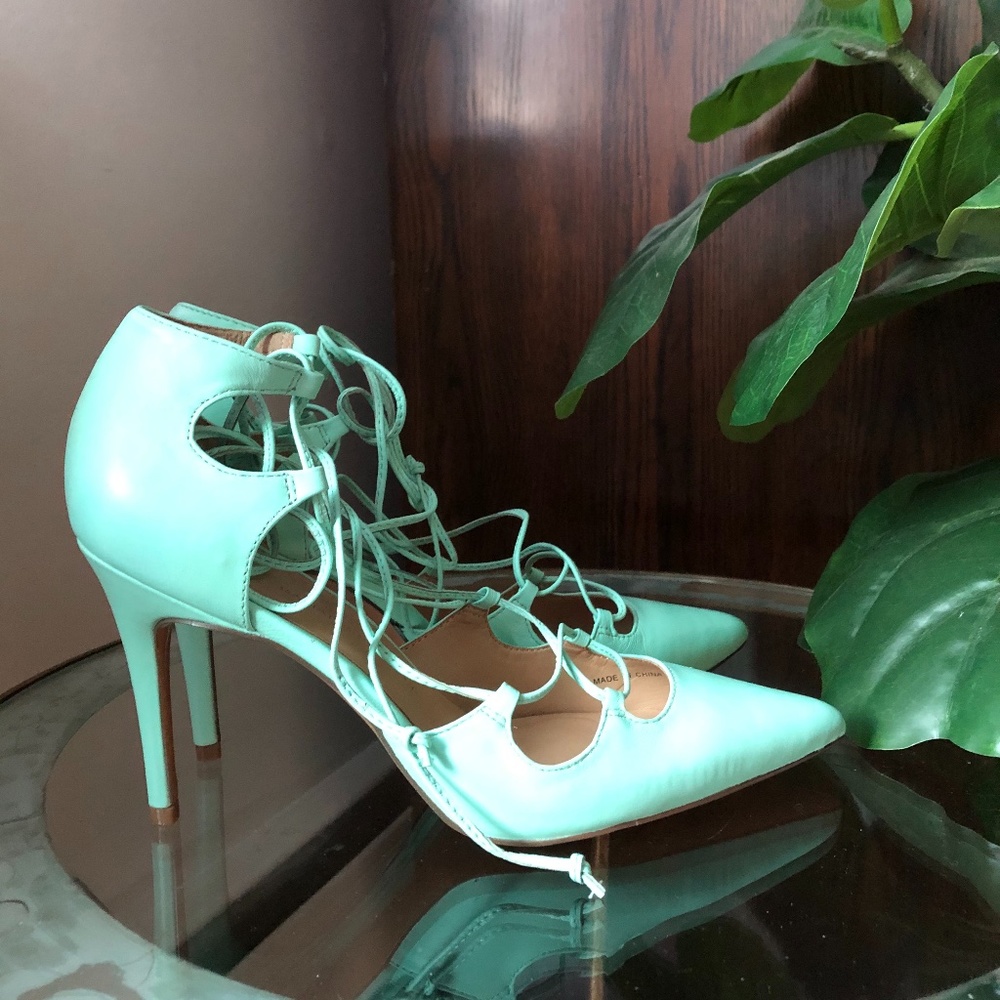 J.Crew Heels Lace Up Leather High Heel Pump Dakota